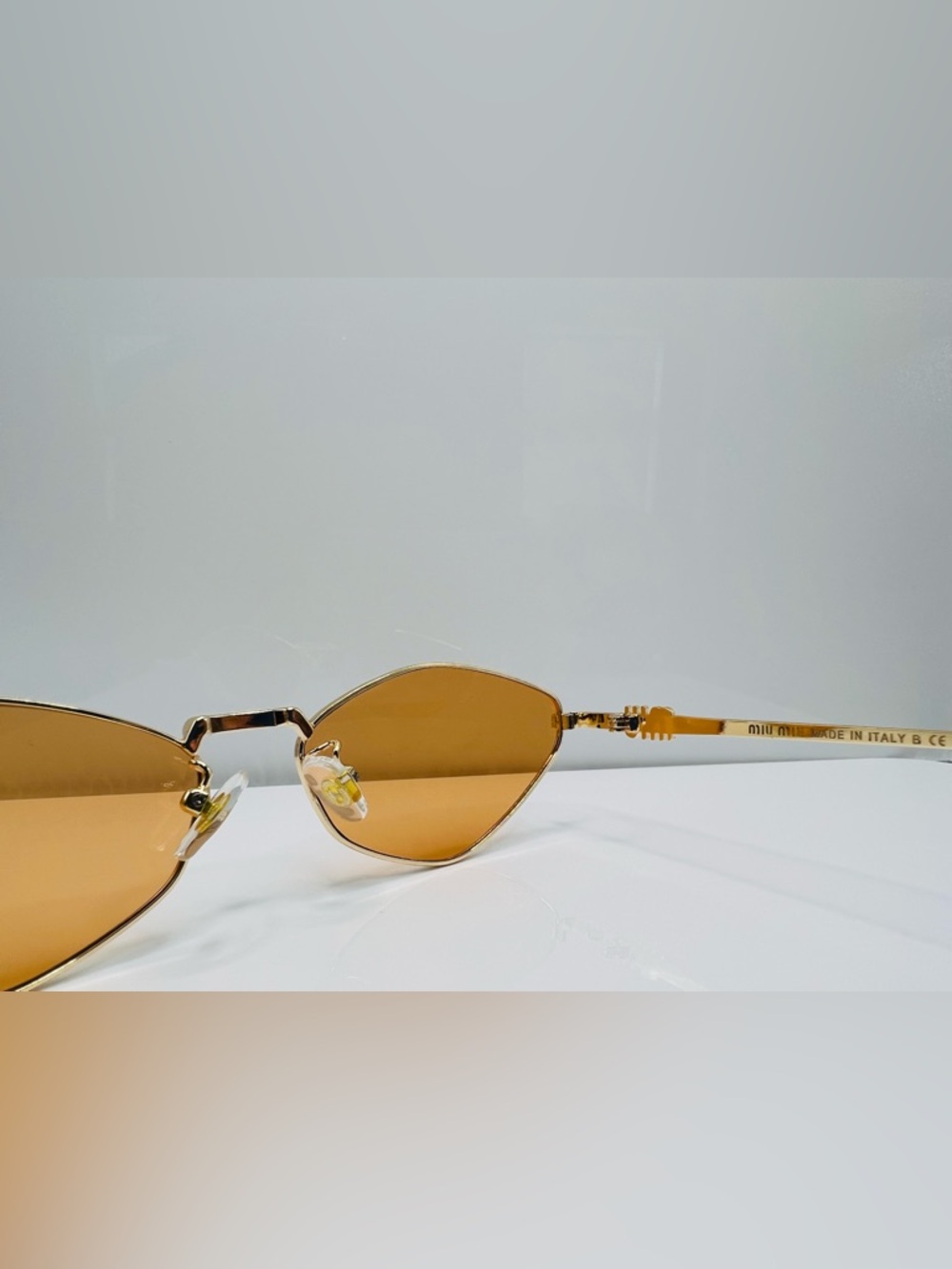 MIU MIU Gold Geometric Honey Tint Sunglasses - Full Set - Picture 7 of 7